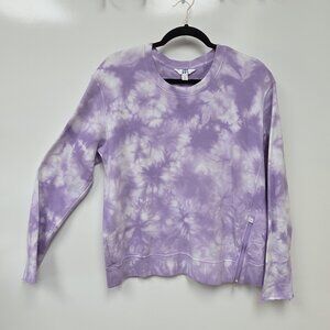 JoyLab Sweatshirt Womens Large Purple Tie Dye Crewneck Side Zip Pullover Knit
